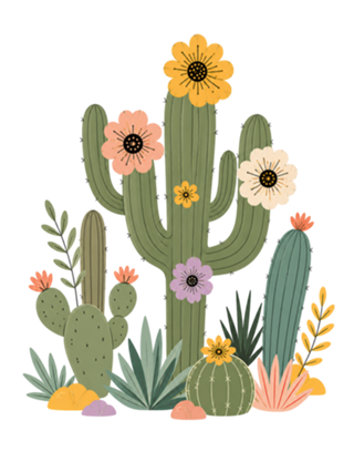 Cactos Floridos Kawaii Cute Desert Garden
