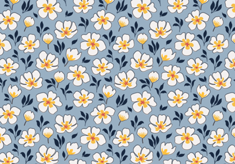 Floral Branco e Azul