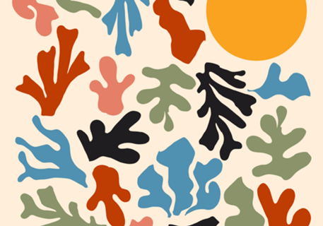 Sol Abstrato Retro Estilo Matisse
