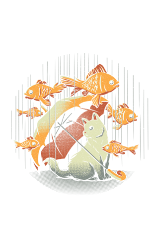 A Day In A Cat's Life Golden Fish In The Rain