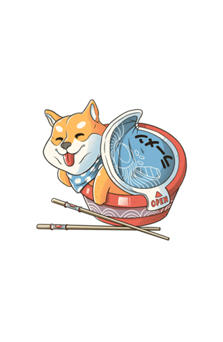 Shiba Dog Ramen Japanese Manga T-shirt Blue