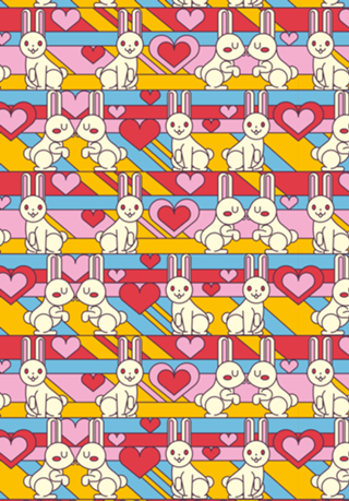 Pattern White Bunnies W Hearts