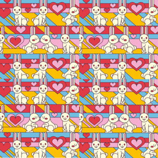 Pattern White Bunnies W Hearts