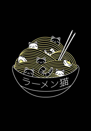 Ramen Lines Minimalist Cat