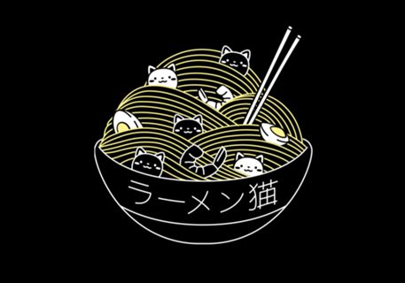 Ramen Lines Minimalist Cat