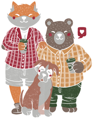 Fox Bear Boxer Coffee Valentines