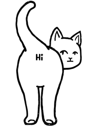 Hello Cat Butt Minimalist Line