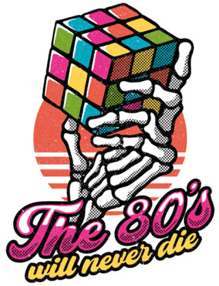 80s Will Never Die Skeleton Cube Vintage