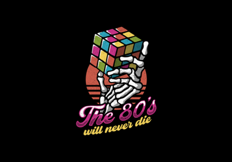 80s Will Never Die Skeleton Cube Vintage