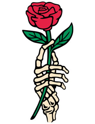 Romantic Rose Skeleton Hand Holding Flower
