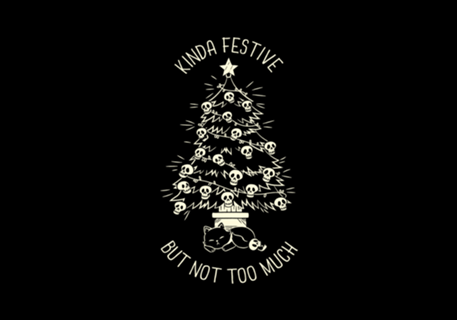 Christmas Tree Little Skulls Black Cat Xmas Kinda