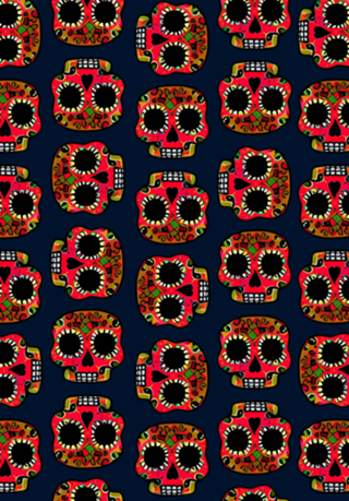 Sugar Skull. Estampa de Caveira Colorida Mexicana
