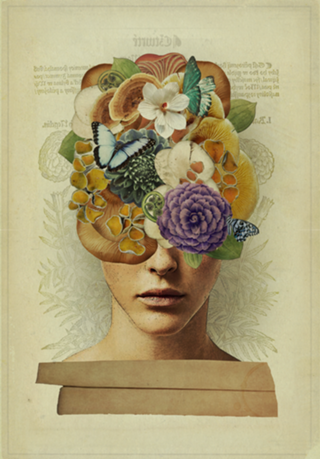 Colagem Surrelista Woman & Butterflies