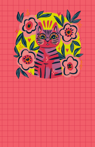 Cool cat com Flores Rosas