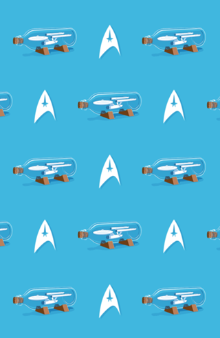 Star Trek nave enterprise dentro da garrafa