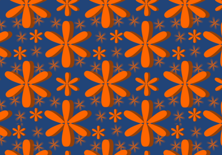 Floral laranja com fundo azul marinho