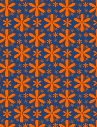 Floral laranja com fundo azul marinho