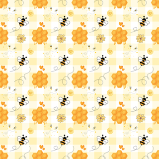 Fofa de Abelhas e Colmeias Fundo Xadrez Amarelo