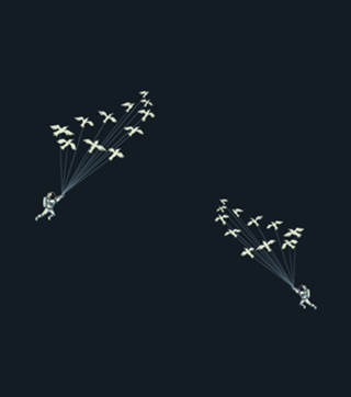 Astronaut Prince Flying With Birds Black and White