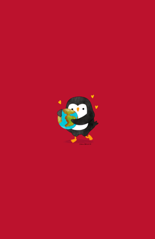 Pinguim abraçando o mundo