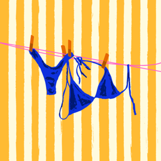 Maiô Listrado Amarelo Retrô Vibes de Verão
