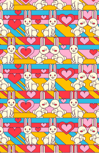 Pattern White Bunnies W Hearts