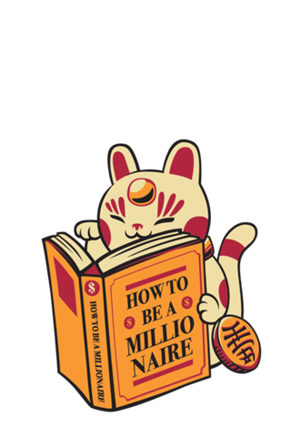 Maneki-Neko How to be a Millionaire Cat Black