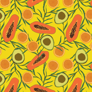 Frutas: mamão, abacate e laranja II