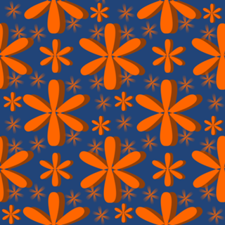 Floral laranja com fundo azul marinho