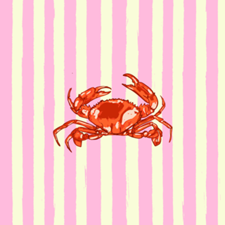 Caranguejo Trendy Listras Rosa Ilustração Costeira